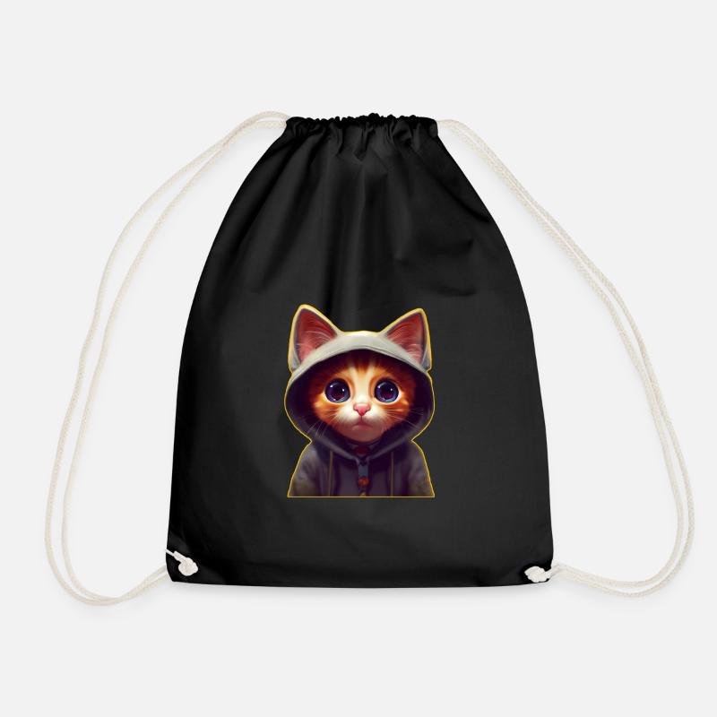Katze mit Pulli - Turnbeutel - Schwarz