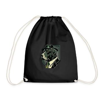 Labrador Pop Art Detective Dog in Suit - Drawstring Bag - black - Front