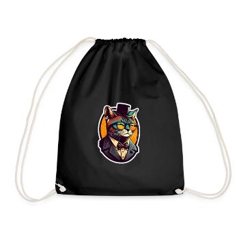 Chat pop art avec lunettes et costume - Sac de sport léger - noir - Devant