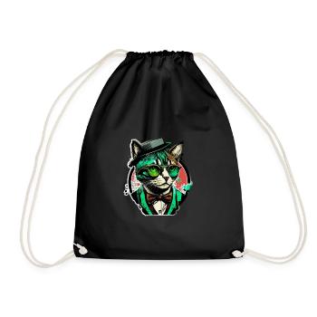 Chat pop art avec lunettes et costume - Sac de sport léger - noir - Devant