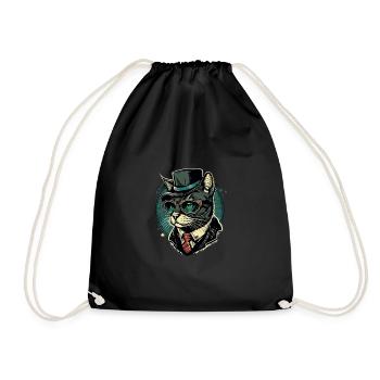 Chat pop art avec lunettes et costume - Sac de sport léger - noir - Devant