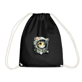 Meownaut astronaut cat for cat daddy - Drawstring Bag - black - Front