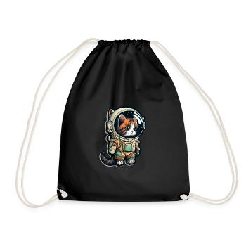 Meownaut astronaut cat for cat daddy - Drawstring Bag - black - Front