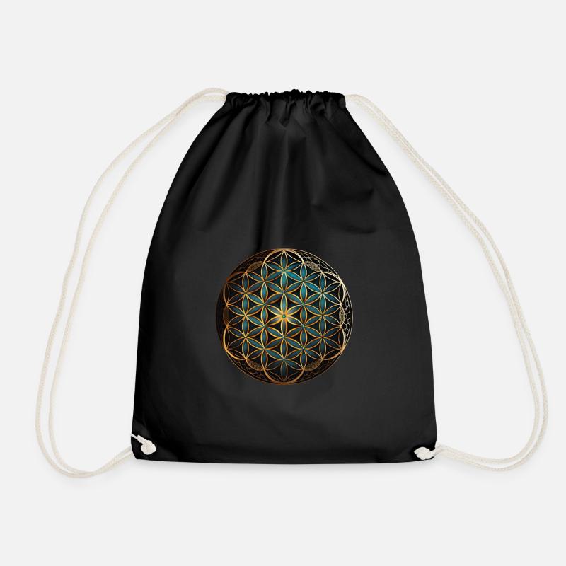 Sacred Geometry Flower of Life - Drawstring Bag - black