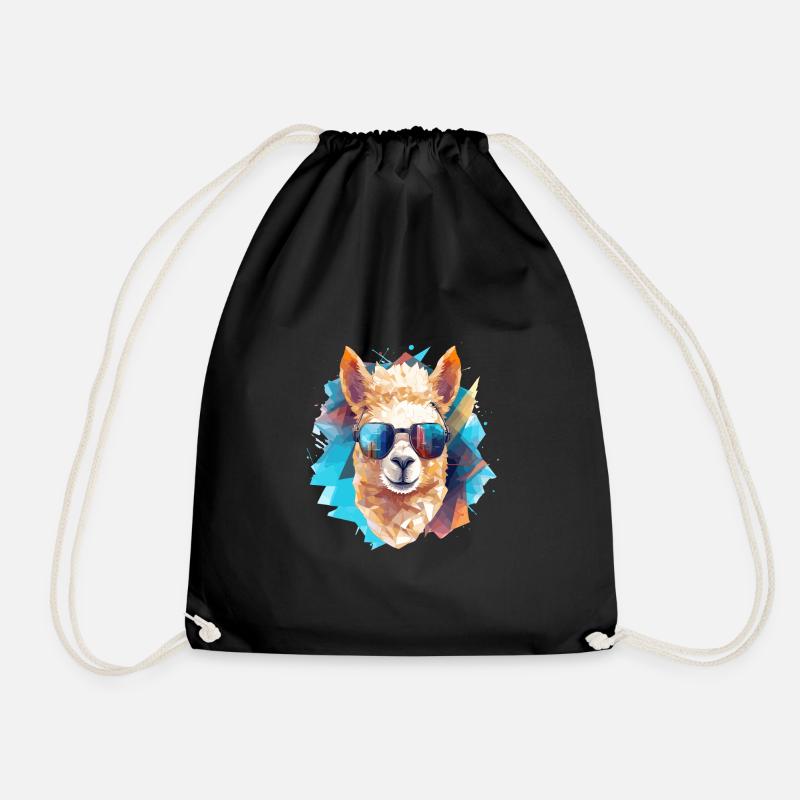 Alpaca mit Kopfhörern Polygon-Art - Turnbeutel - Schwarz