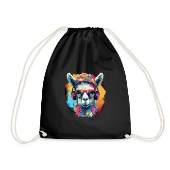 Colorful Alpaca Graffiti Art - Drawstring Bag - black - Front