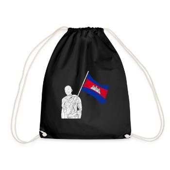 Temple du Cambodge Khmer Vintage drapeau je cadeau - Sac de sport léger - noir - Devant