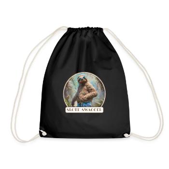 Sloth Swagger: Cool Sloth with Sunglasses - Drawstring Bag - black - Front