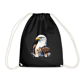 Majestic Eagle Portrait in Watercolor - Drawstring Bag - black - Front
