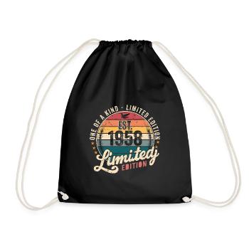 Birthday Gift 1958 Vintage 1958 Retro 1958 - Drawstring Bag - black - Front