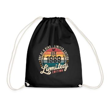 Geburtstagsgeschenk 1989 Jahrgang 1989 Retro 1989 - Turnbeutel - Schwarz - Vorne