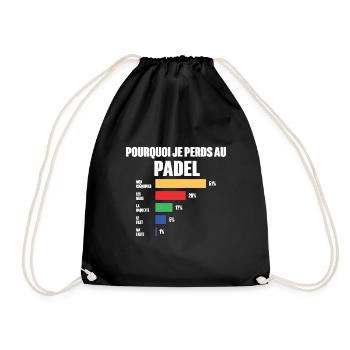 Padel Trikot Ich kann nicht Ich habe Padel - Turnbeutel - Schwarz - Vorne