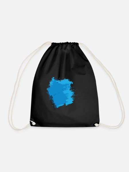 Farbe Klecks Spritzer Maler Geschenk bunt blau - Turnbeutel - Schwarz