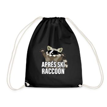 Raccoon Ski Jumping Instructor Ski Jumper - Drawstring Bag - black - Front