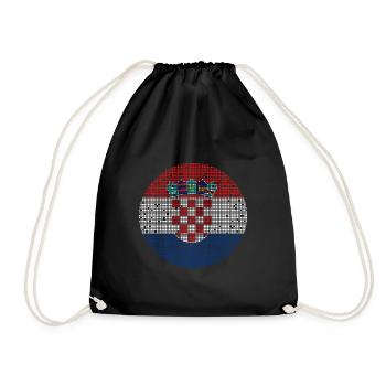 Croatia Flag Adriatic Zagreb Croatian Flag - Drawstring Bag - black - Front