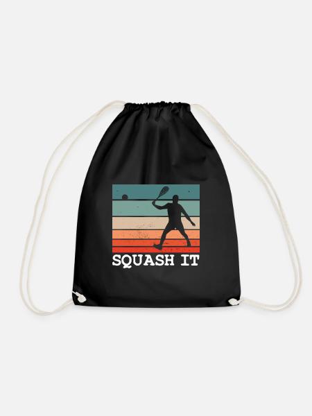 Squash it Squash Player Motif - Drawstring Bag - black