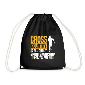 Crosslauf | Cross Country Läufer Berglauf Geschenk - Turnbeutel - Schwarz - Vorne