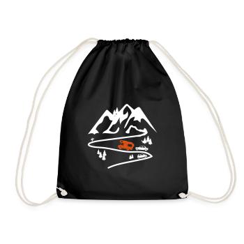 Womo Camper Serpentine Retro motorhome in the mountains - Drawstring Bag - black - Front