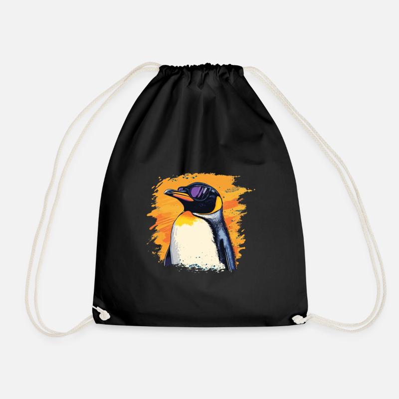 Pinguin cool Sonnenbrille Tiere Tier - Turnbeutel - Schwarz