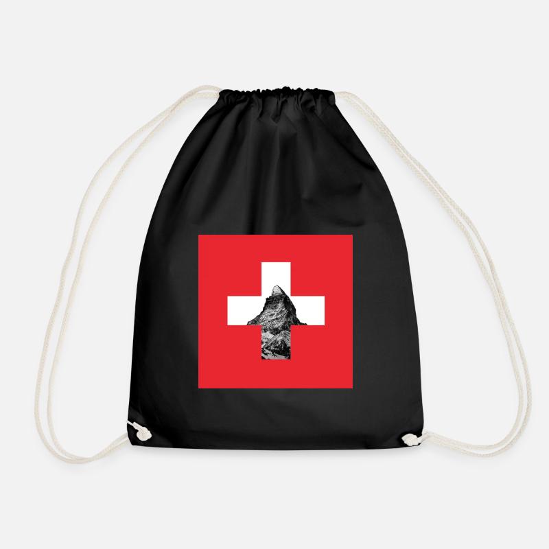 Schweiz Matterhorn Flagge - Turnbeutel - Schwarz