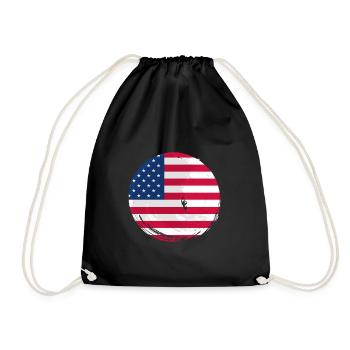USA Flagge Amerika Fahne Stars & Stripes Patriot - Turnbeutel - Schwarz - Vorne