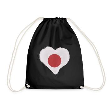 Japan Flagge Herz Used Look Nihon Japanische Fahne - Turnbeutel - Schwarz - Vorne