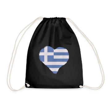 Griechenland Flagge Hellas Athen Griechische Fahne - Turnbeutel - Schwarz - Vorne