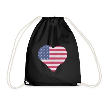 USA Flagge Amerika Fahne Stars & Stripes Patriot - Turnbeutel - Schwarz - Vorne