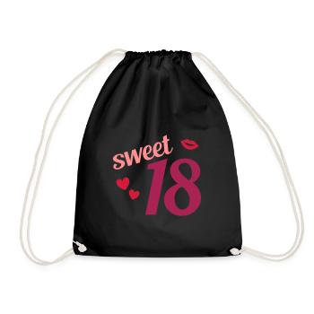 Sweet 18 (hearts, lips) - Drawstring Bag - black - Front