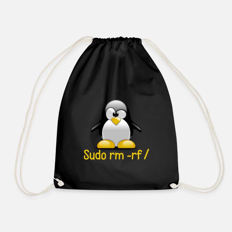 Sudo rm -rf / Programmierer Tux Pinguin Coding - Turnbeutel - Schwarz