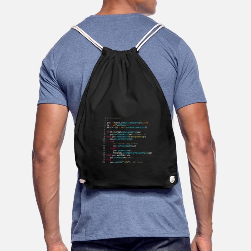 Be friends with programmers (in Python) Drawstring Bag