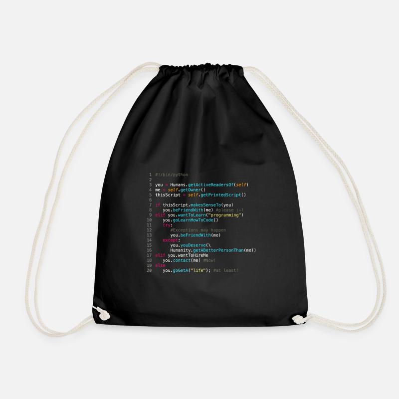 Être amis avec les programmeurs (en Python) - Sac de sport léger - noir