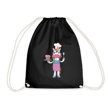 Cadeau de cuisine licorne - Sac de sport léger - noir - Devant
