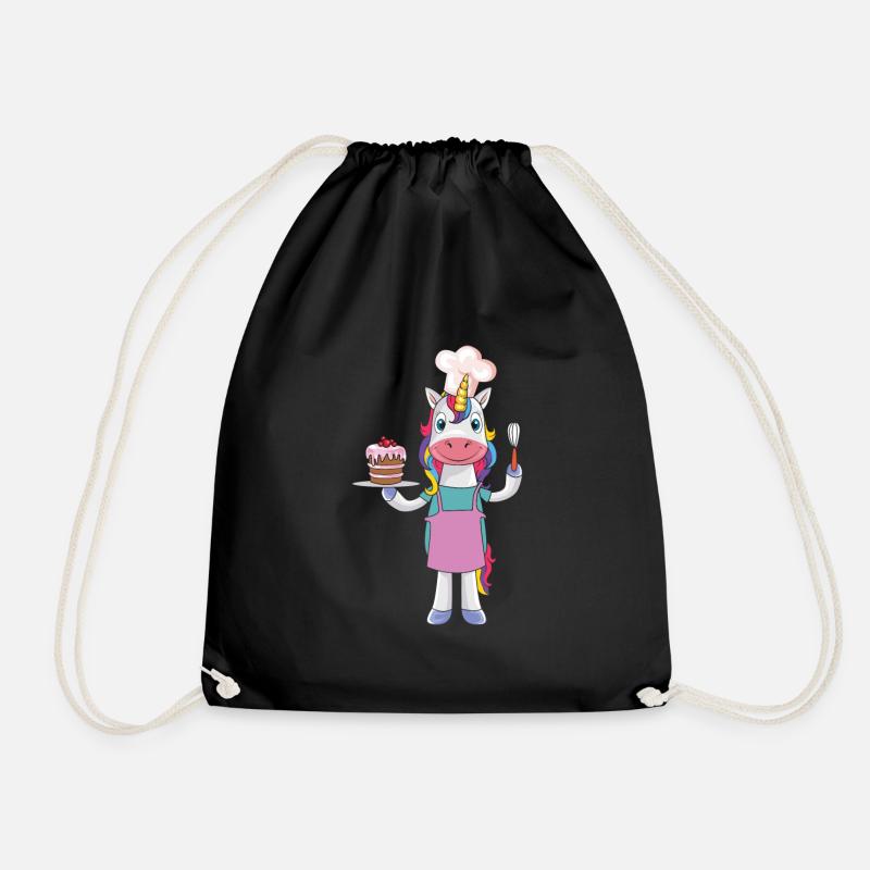 Lustiges Kuchen Backendes Köchin Einhorn Geschenk - Turnbeutel - Schwarz