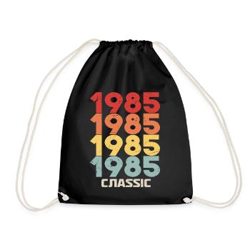 1985 Jubiläum im klassischen Vintage-Stil 1985 - Turnbeutel - Schwarz - Vorne