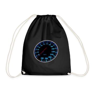 Blue Speedmeter - Tacho - Turnbeutel - Schwarz - Vorne