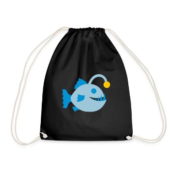 Fisch Anglerfisch Tiefsee Biolumineszenz Symbol - Turnbeutel - Schwarz - Vorne