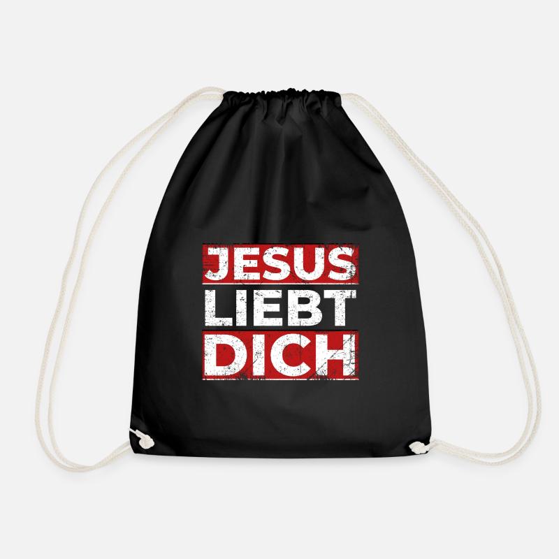 Jesus Christus liebt Dich Geschenkidee Christen - Turnbeutel - Schwarz
