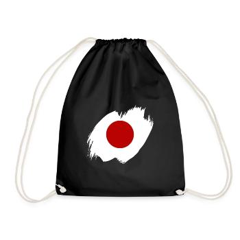 Japan Flagge Used Look Nihon Japanische Fahne - Turnbeutel - Schwarz - Vorne