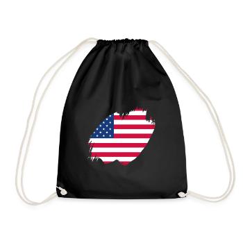 USA Flagge Amerika Fahne Stars & Stripes Patriot - Turnbeutel - Schwarz - Vorne
