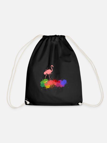 Flamingo Farbkleckse - Turnbeutel - Schwarz
