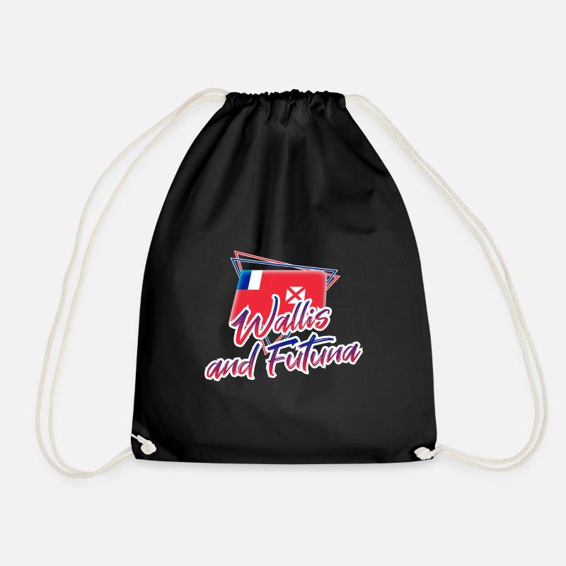 Wallis and Futuna - Drawstring Bag - black