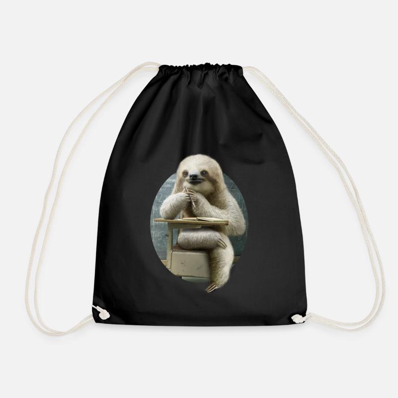 SLOTH IN CLASSROOM - Drawstring Bag - black