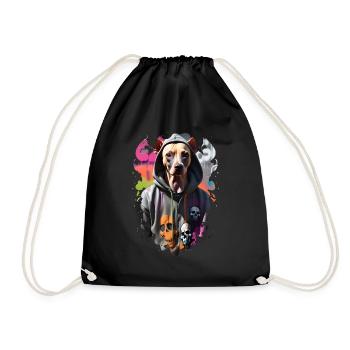 Dog Street 1 - Drawstring Bag - black - Front