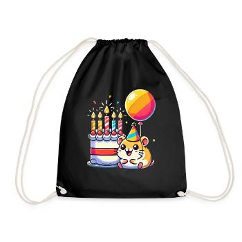 Hamster Kid Celebrating Birthday - Turnbeutel - Schwarz - Vorne
