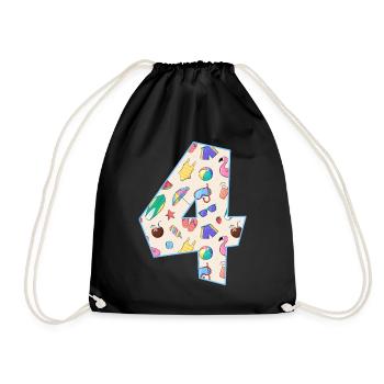 HOLIDAY NUMBER 4 YEARS SUMMER 4TH BIRTHDAY - Drawstring Bag - black - Front