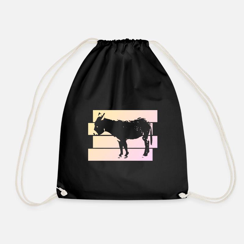 Cute Dwarf Donkey Friend Gift - Drawstring Bag - black