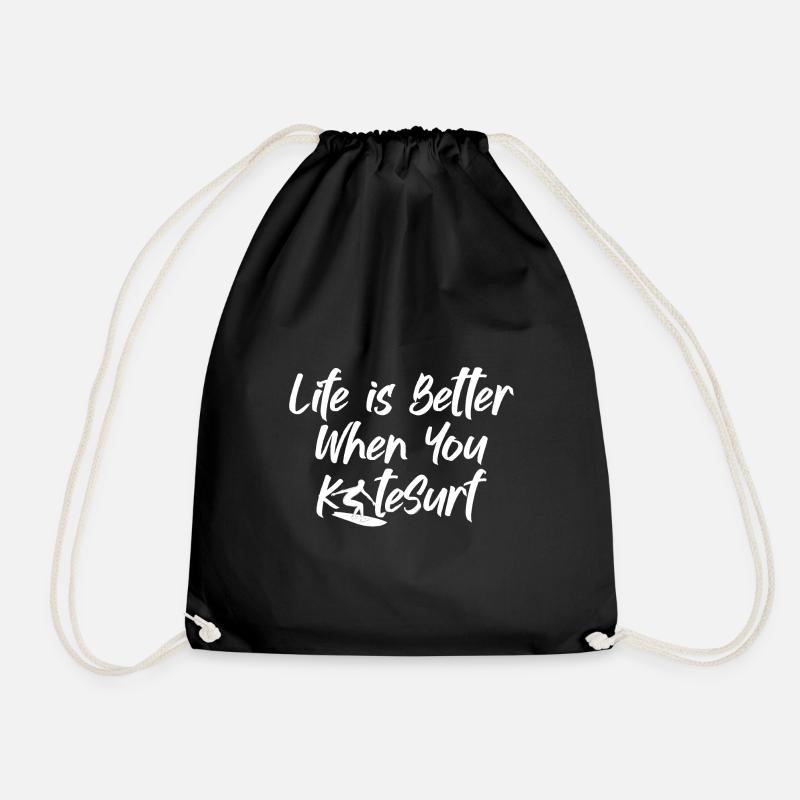 Das Leben ist besser, wenn du Kitesurfer Kitesurf - Turnbeutel - Schwarz