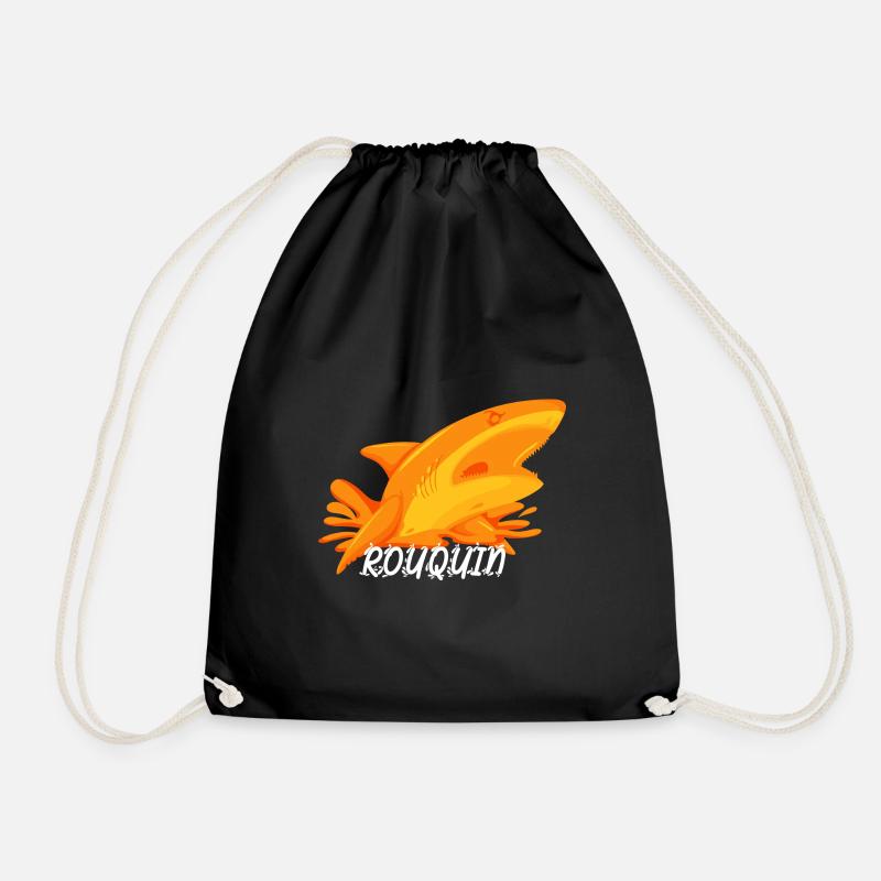 Gift idea for ROUX | REGUQUIN | Red Shark - Drawstring Bag - black