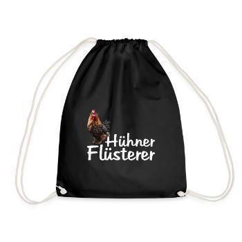 Hühner Flüsterer Huhn Landwirt Bauer Hahn Gockel - Turnbeutel - Schwarz - Vorne